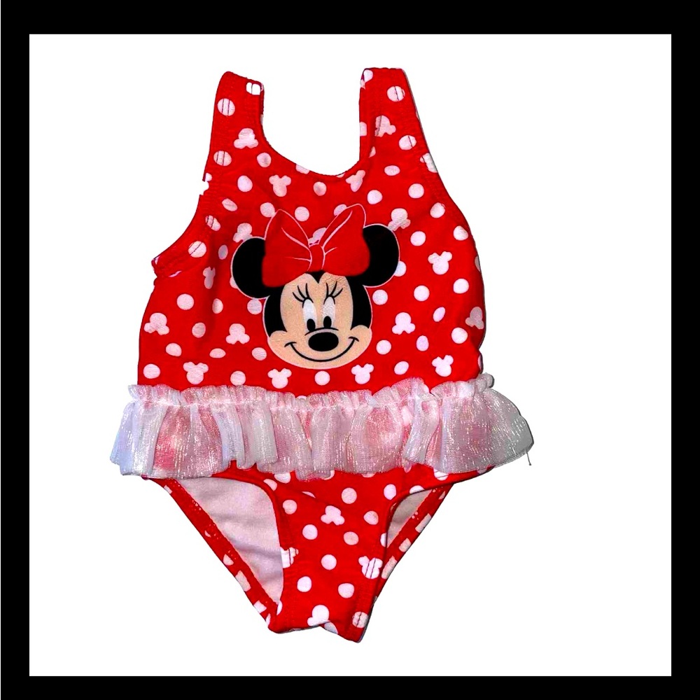 NWOT Disney Baby Minnie‎ Mouse Infant Red Bathing Suit Size: 0-3 Mon